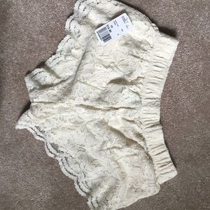 NWT - Cream colored lace booty shorts